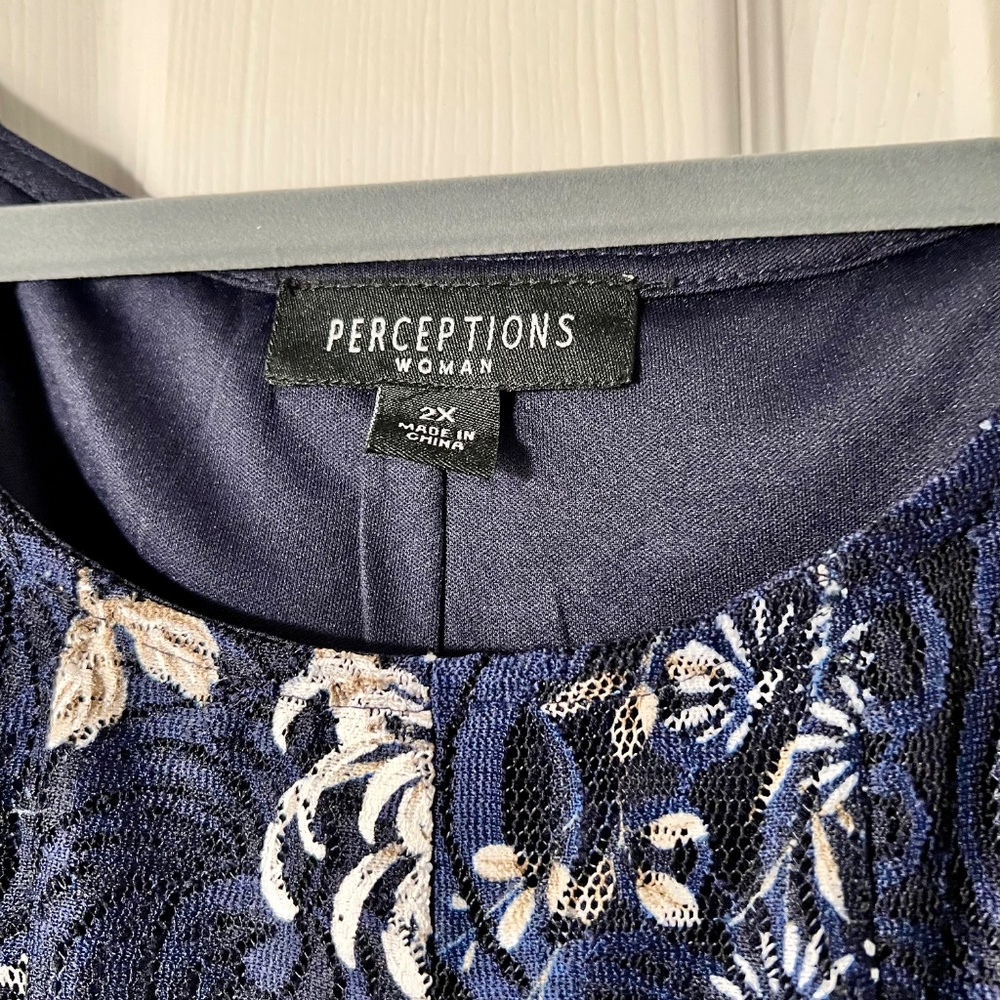 Perceptions Navy & White Floral Maxi Dress, NWOT - Picture 2 of 4